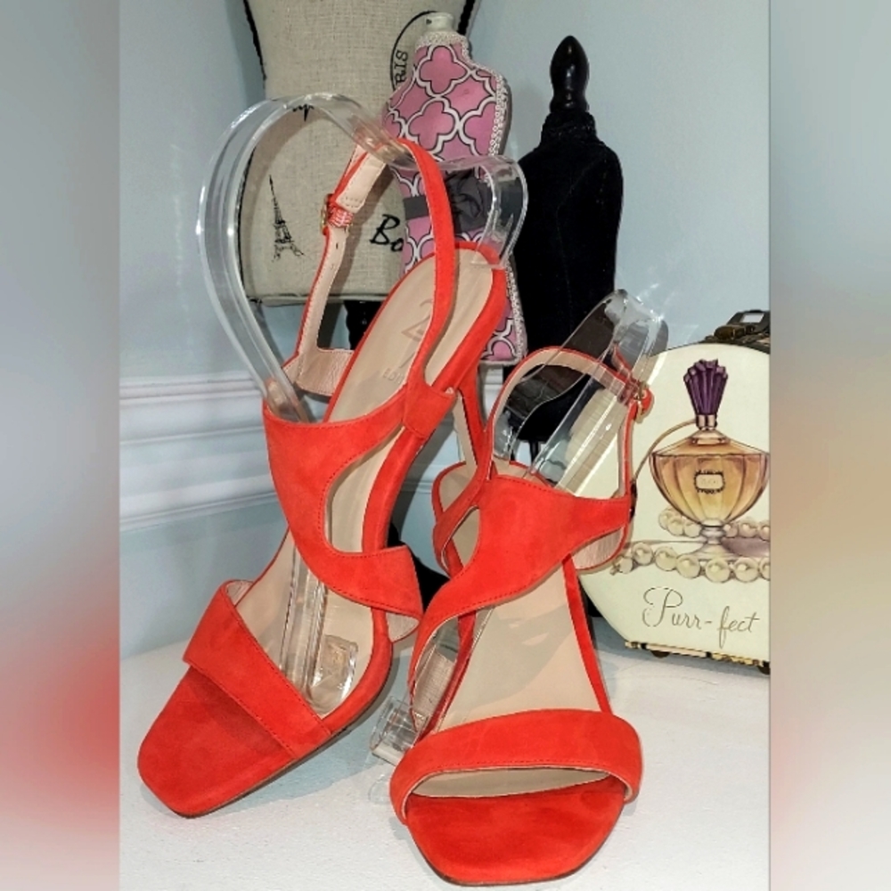 27 Edit Orange Slingback High Heel Open Toe Sandal NWOB